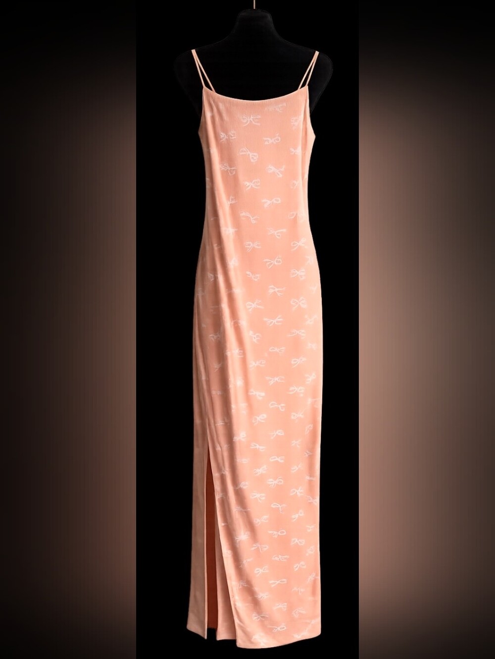 Pink Bow-Print Maxi Slip Dress